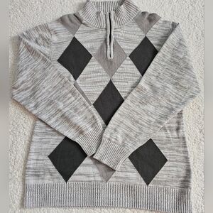 Carbon 1/4 Zip Pullover Diamond Argyle Sweater Men’s XXL  Gray/Black/Gray
